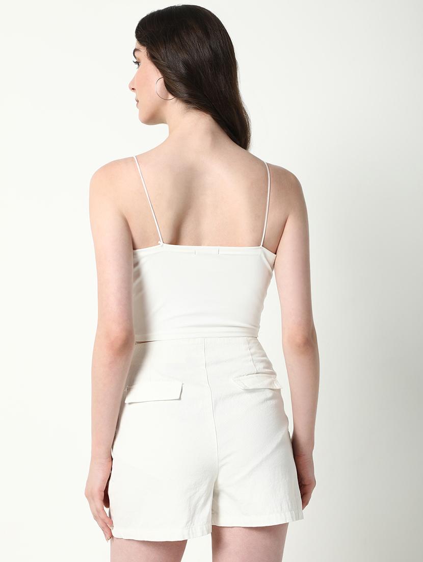 women solid shoulder strap crop top - 21598203 - Standard Image - 3