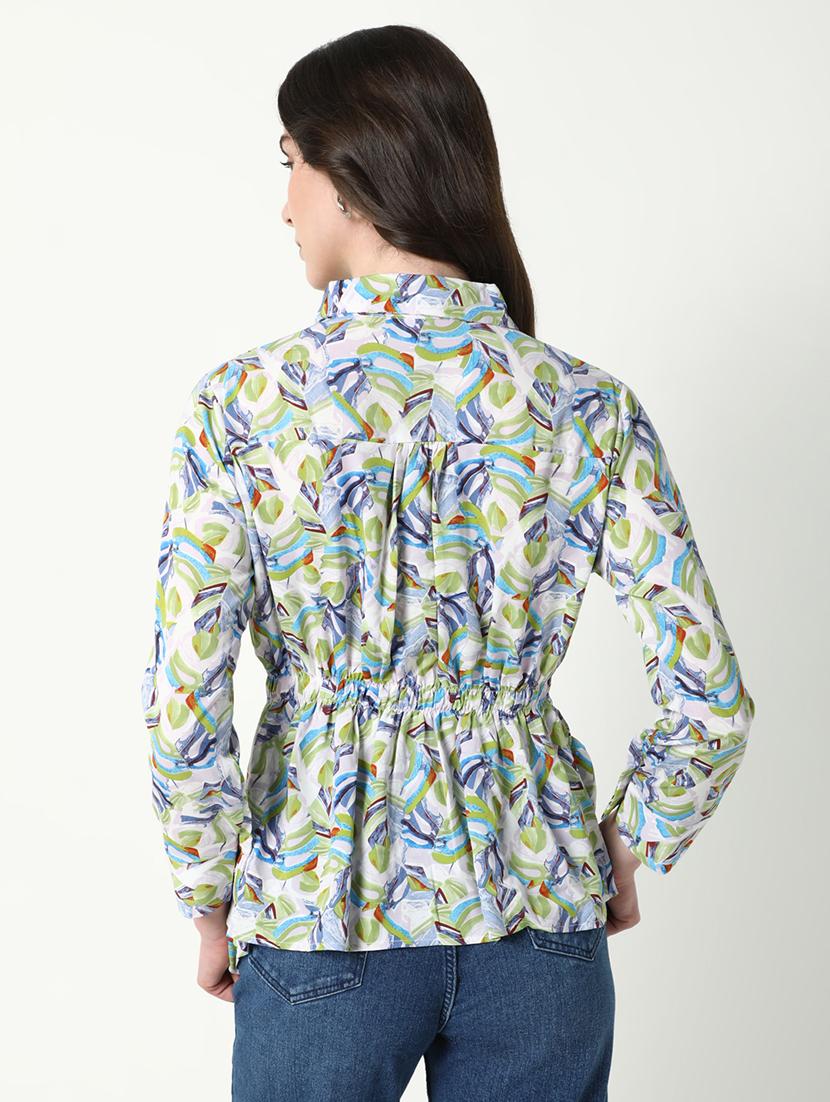 women printed collared a-line top - 21598210 - Standard Image - 3