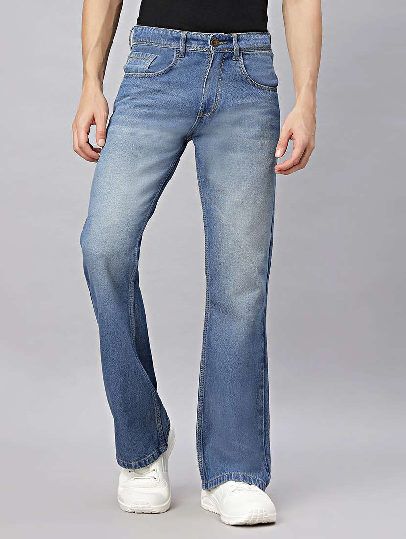 men mid rise plain denim jeans