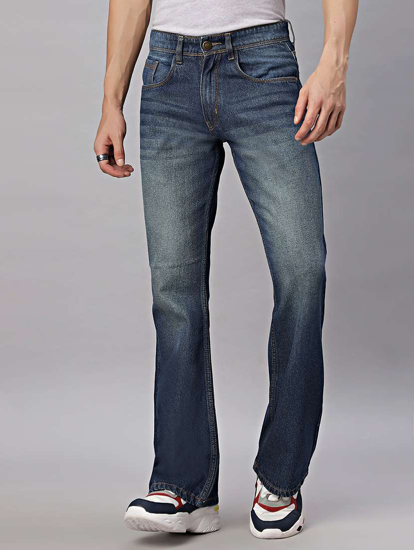 men mid rise plain denim jeans