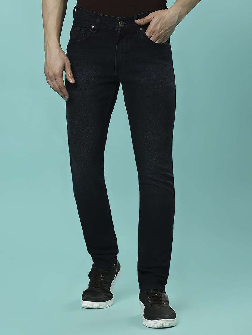 men plain slim fit high rise jeans