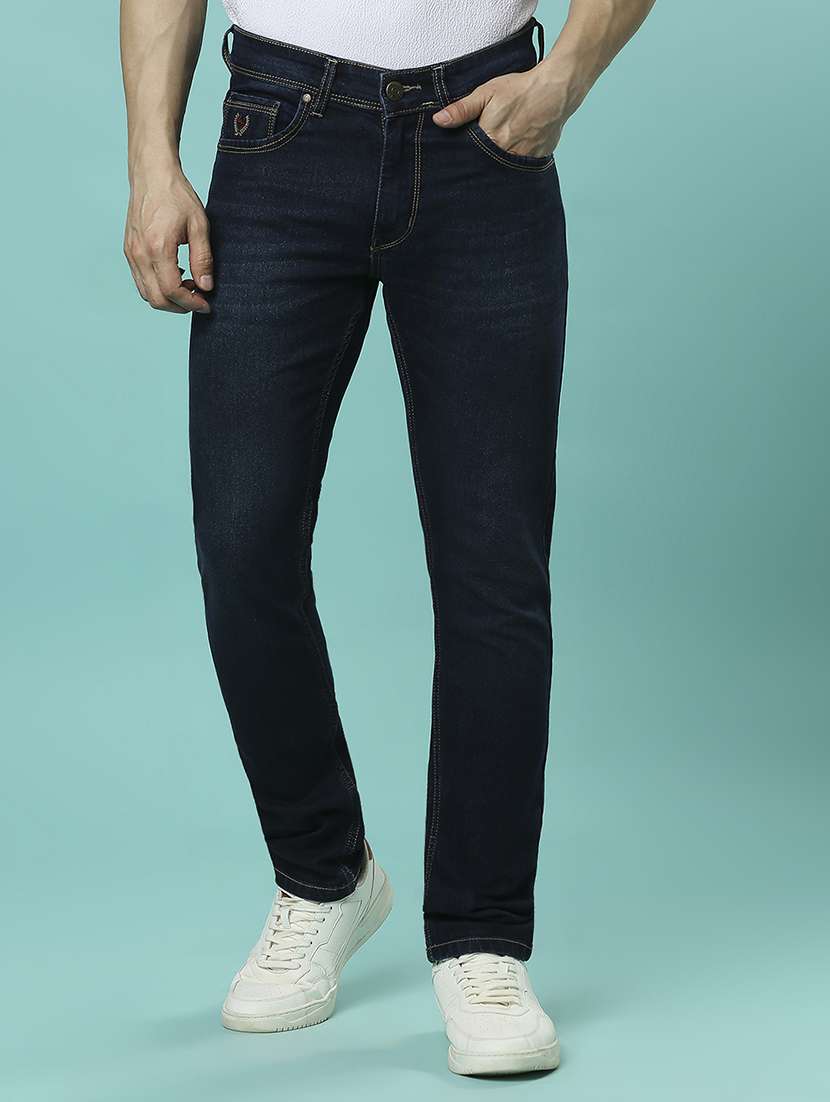 men plain slim fit high rise jeans