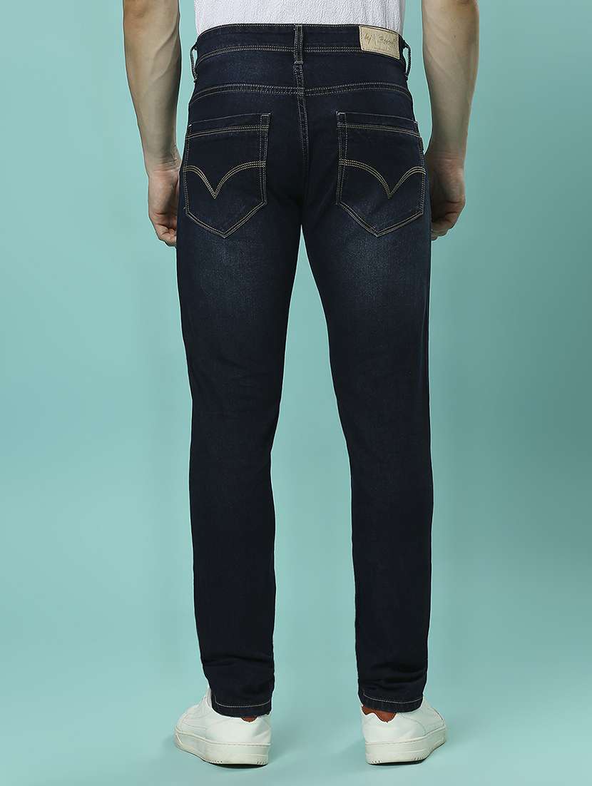 men plain slim fit high rise jeans - 21598221 -  Standard Image - 3