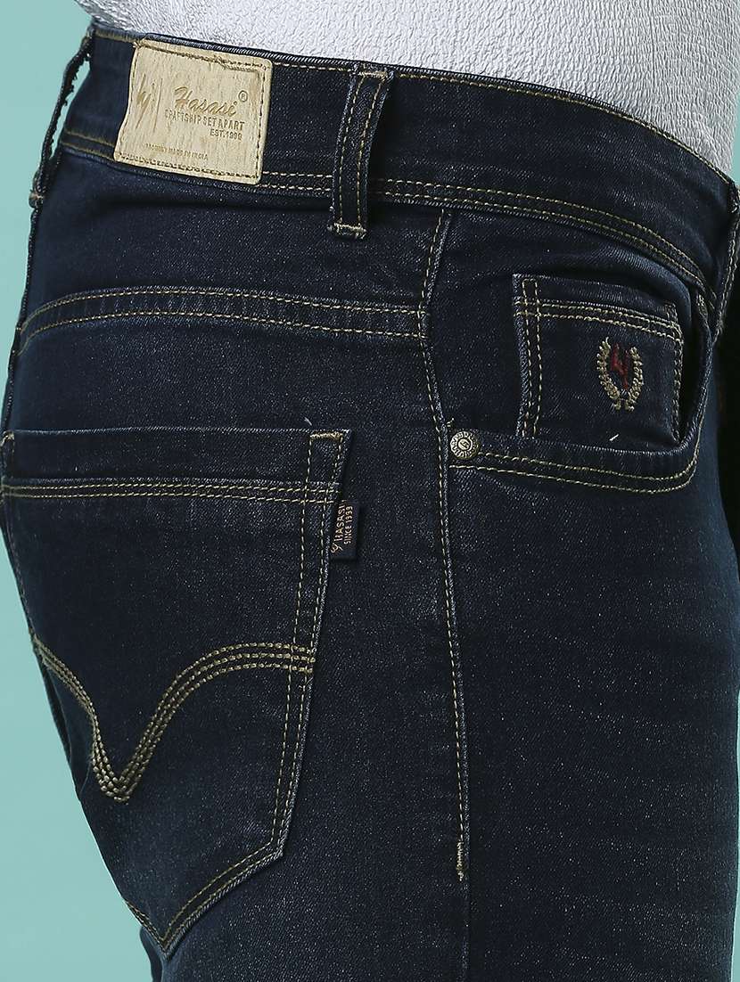 men plain slim fit high rise jeans - 21598221 -  Standard Image - 5