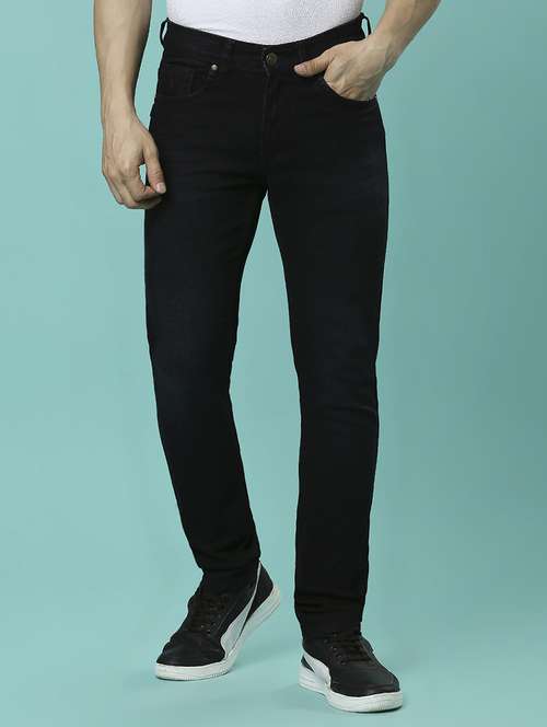 men plain slim fit high rise jeans - 21598222 -  Standard Image - 0