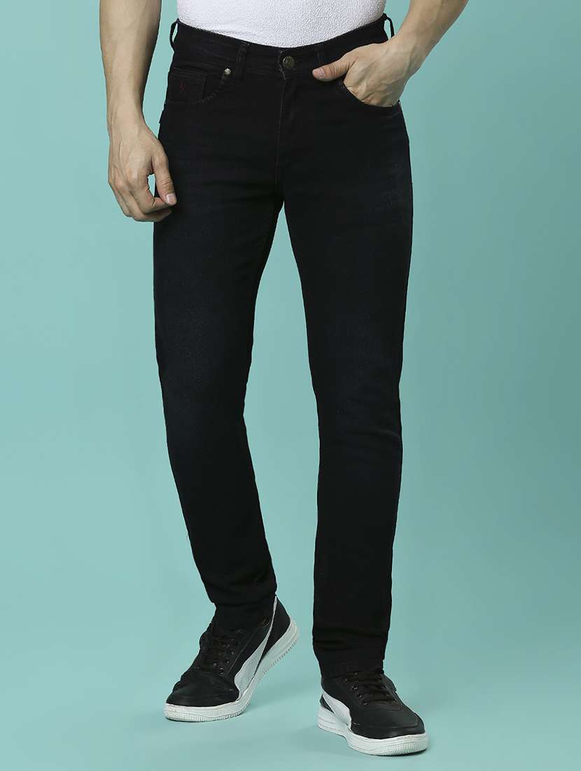 men plain slim fit high rise jeans