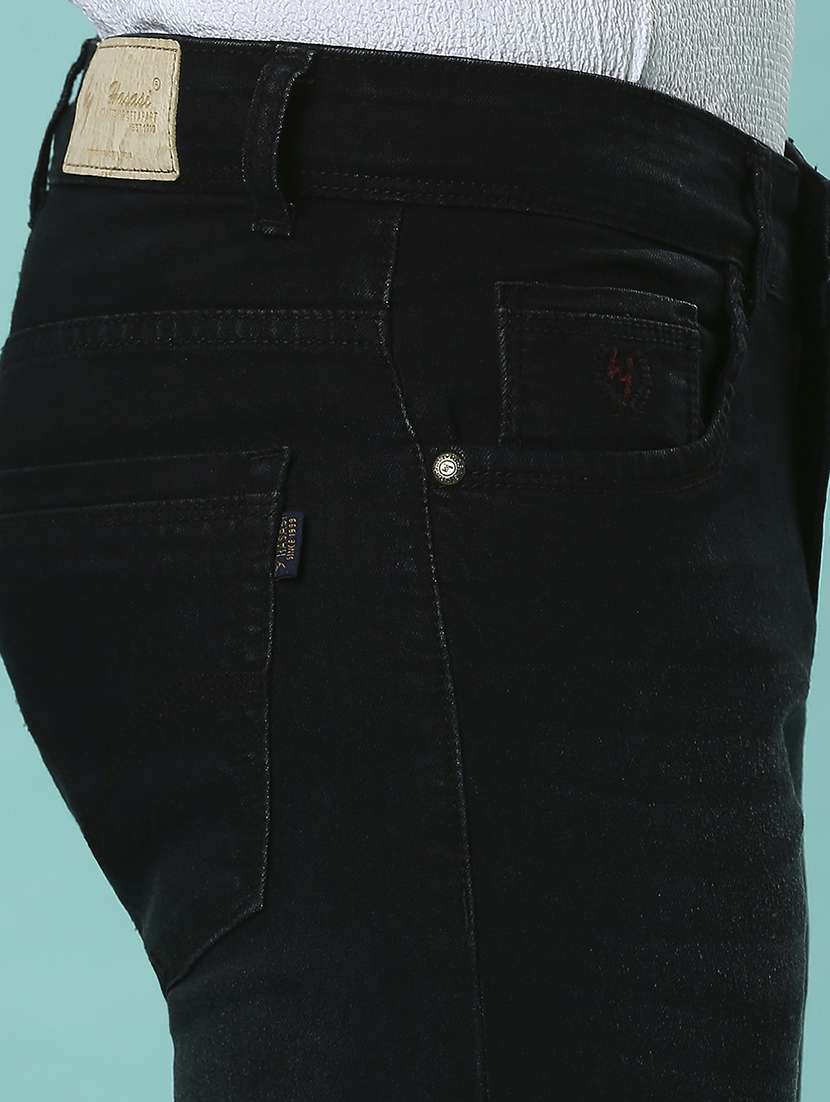 men plain slim fit high rise jeans - 21598222 -  Standard Image - 5