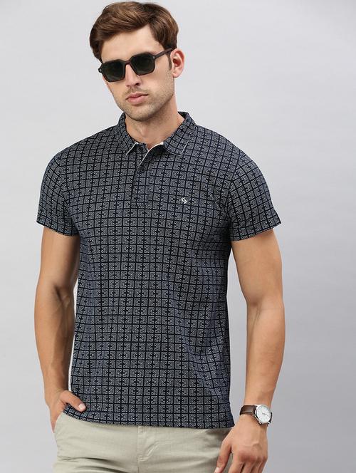 men slim fit short sleeves printed polo t-shirt - 21598243 - Standard Image - 0