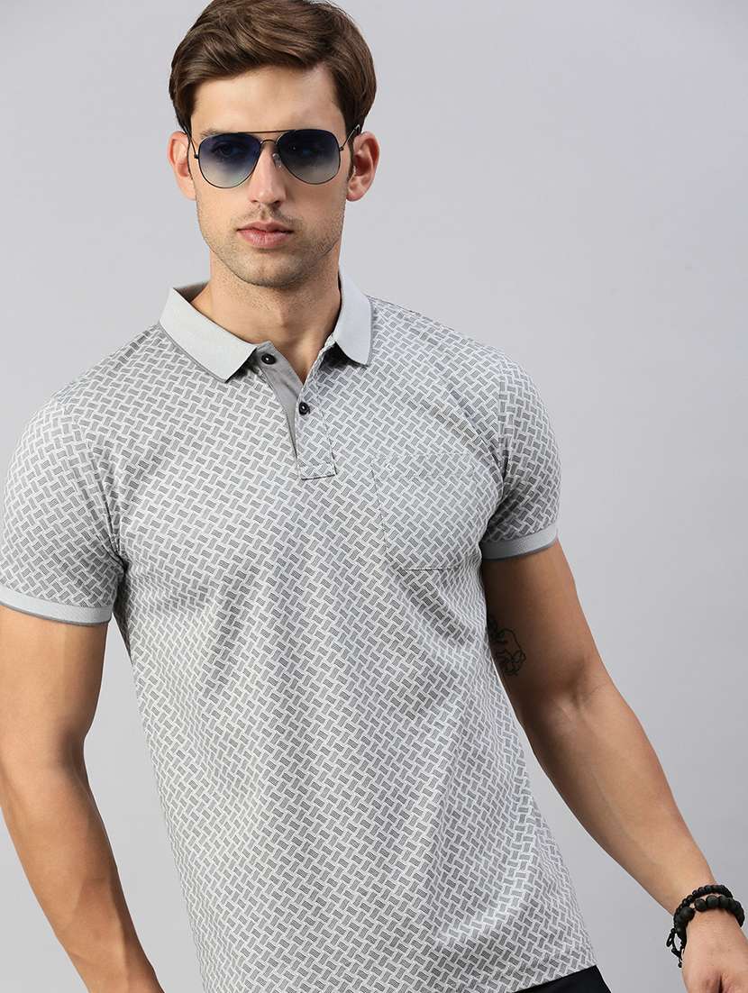 men slim fit printed short sleeve polo t-shirt - 21598249 -  Standard Image - 3