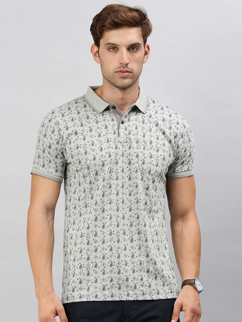 men slim fit printed polo t-shirt