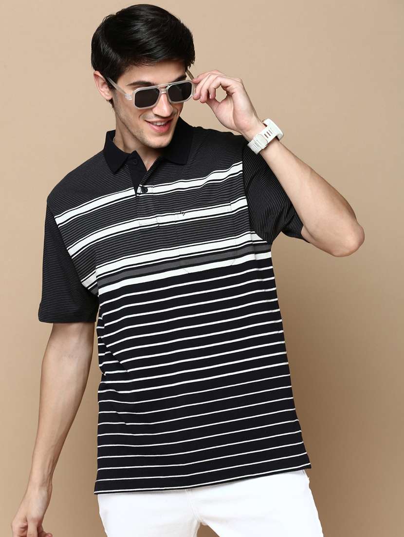 men slim fit striped polo t-shirt