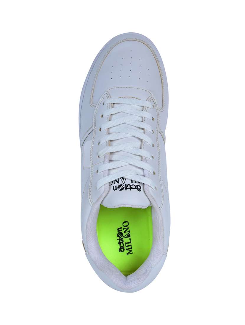 men solid lace up sneakers - 21598359 - Standard Image - 3