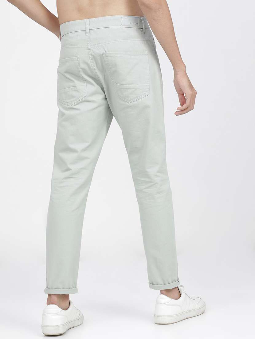 men solid regular fit chinos casual trouser - 21598423 -  Standard Image - 3