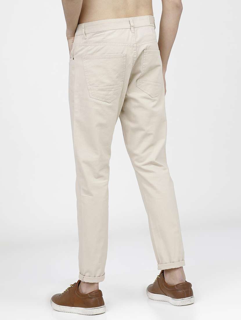 men solid regular fit chinos casual trouser - 21598424 -  Standard Image - 3