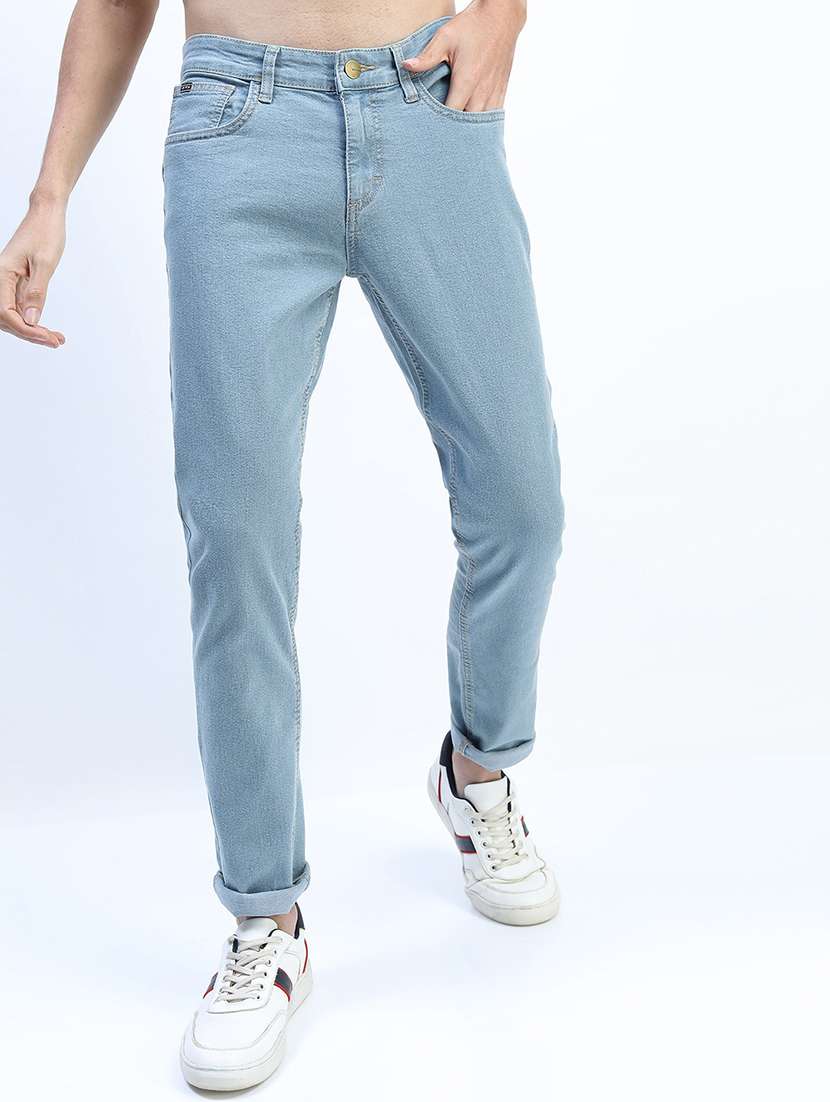men plain slim fit mid rise jeans