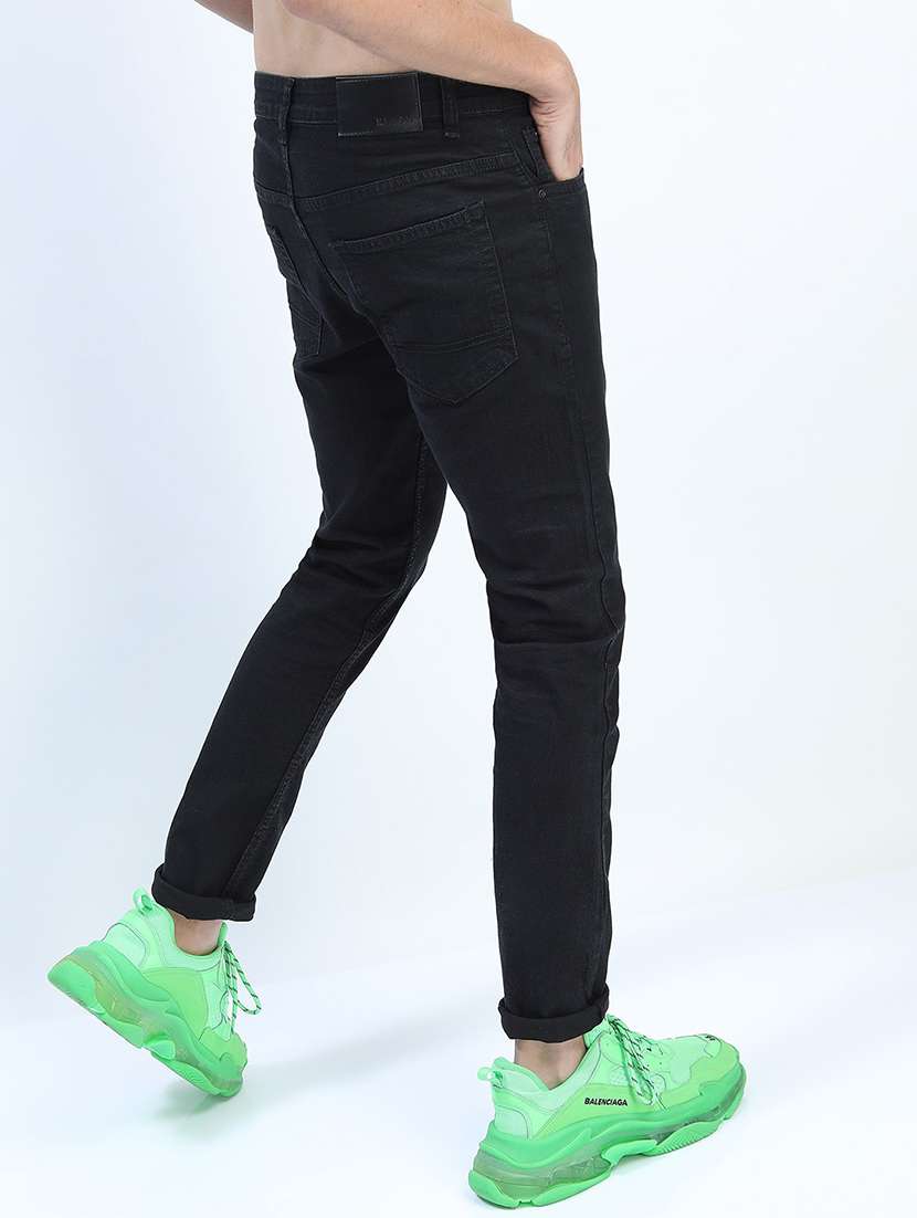 men plain slim fit mid rise jeans - 21598432 -  Standard Image - 3