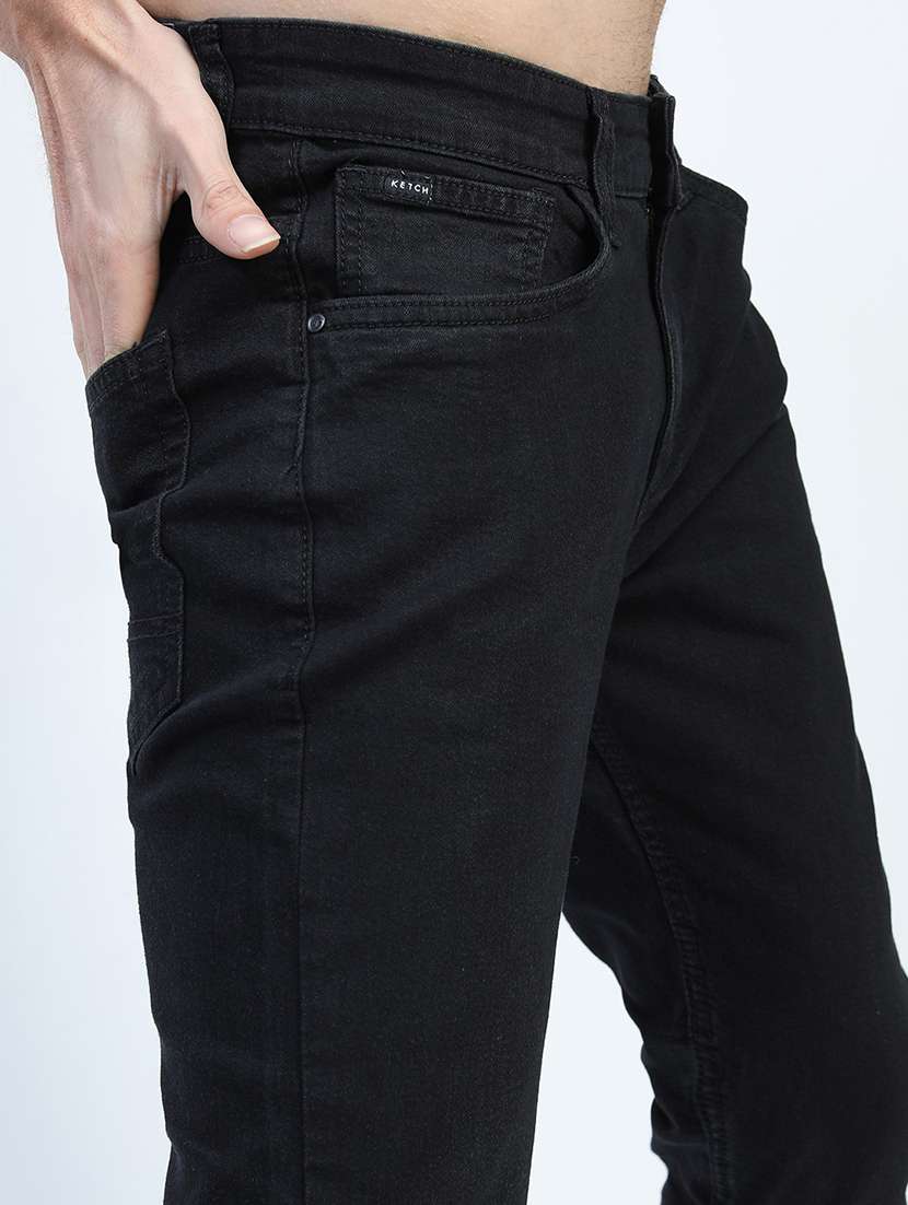 men plain slim fit mid rise jeans - 21598432 -  Standard Image - 5