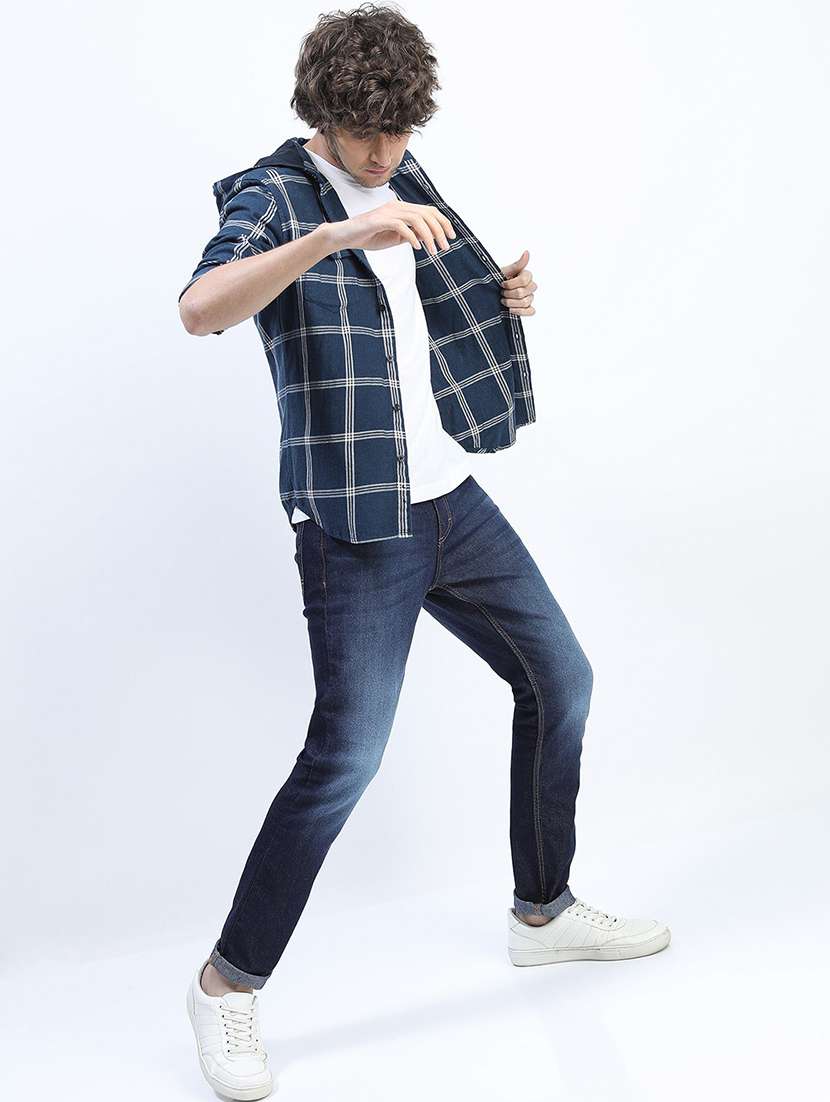 men plain slim fit mid rise jeans - 21598434 -  Standard Image - 3