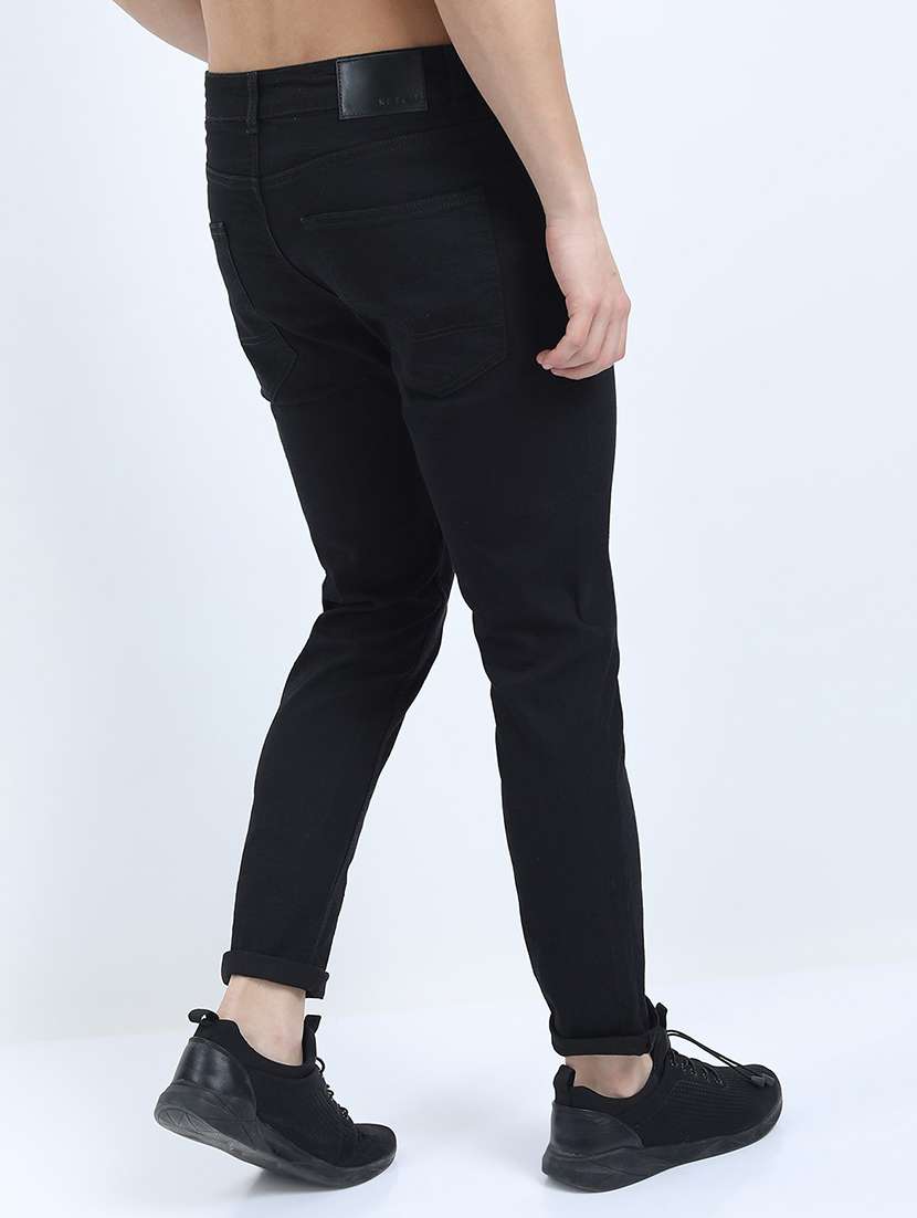 men plain slim fit mid rise jeans - 21598436 -  Standard Image - 3