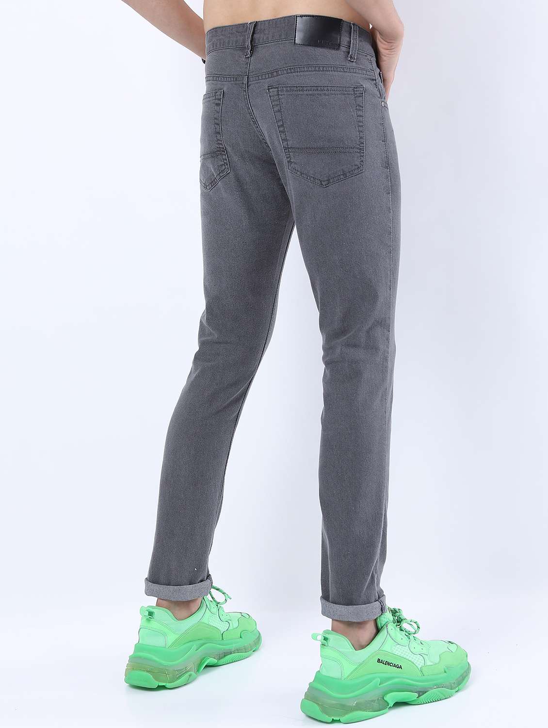 men plain slim fit mid rise jeans - 21598450 -  Standard Image - 3