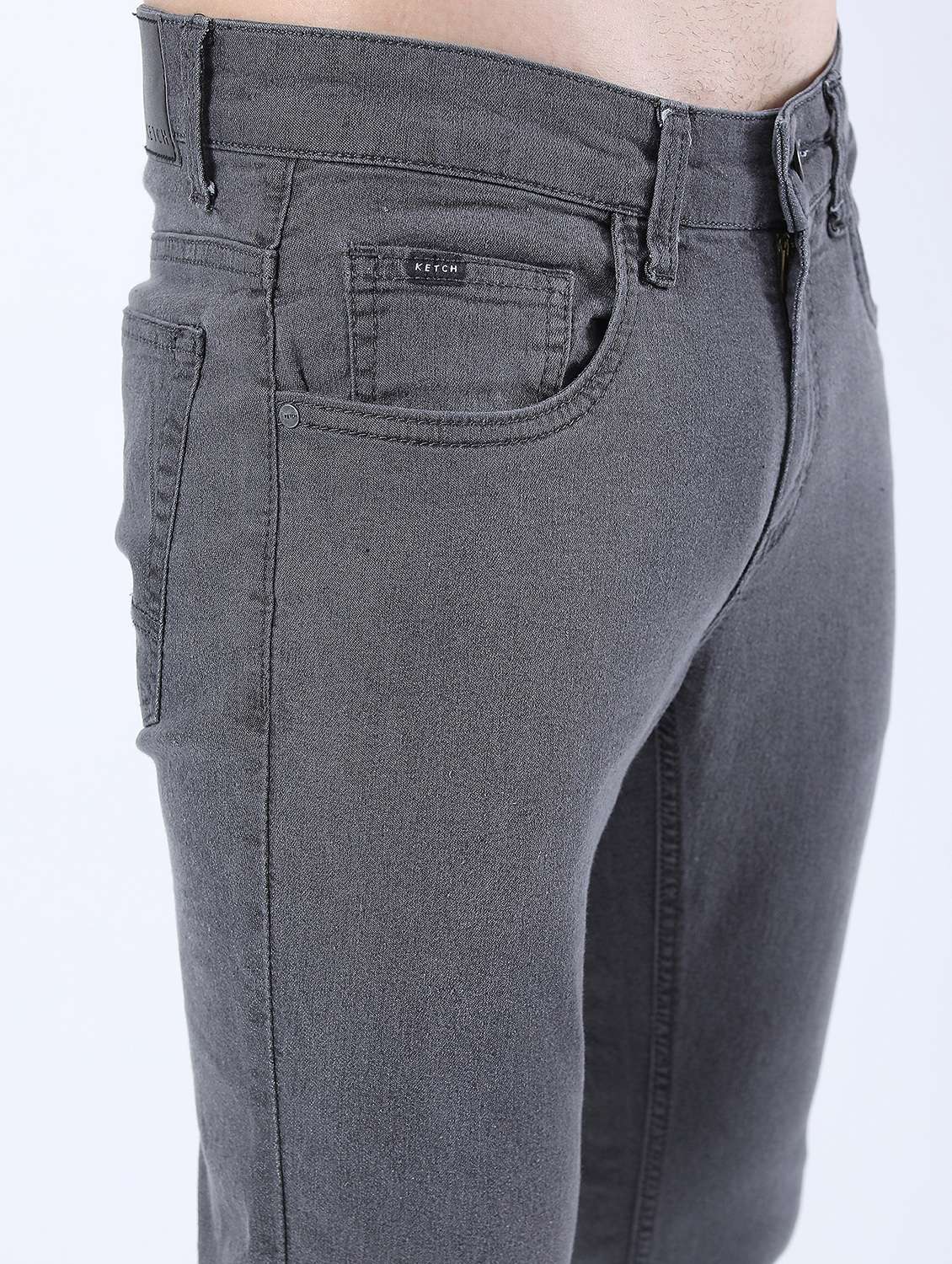 men plain slim fit mid rise jeans - 21598450 -  Standard Image - 5