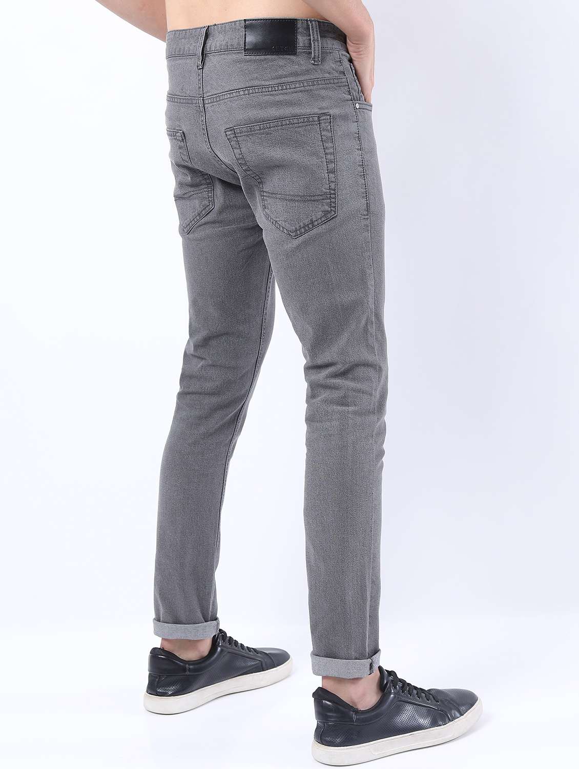 men plain slim fit mid rise jeans - 21598451 -  Standard Image - 3