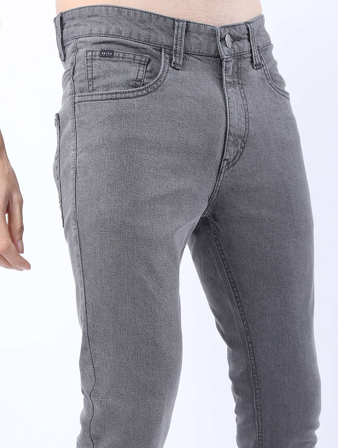 men plain slim fit mid rise jeans - 21598451 -  Standard Image - 5