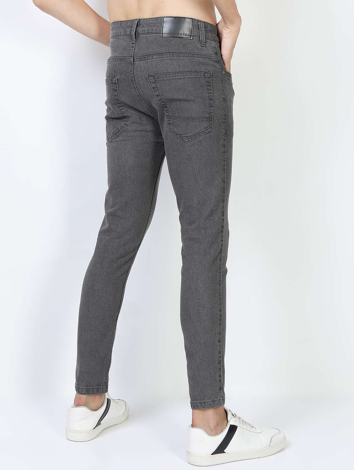 men plain slim fit mid rise jeans - 21598452 -  Standard Image - 3
