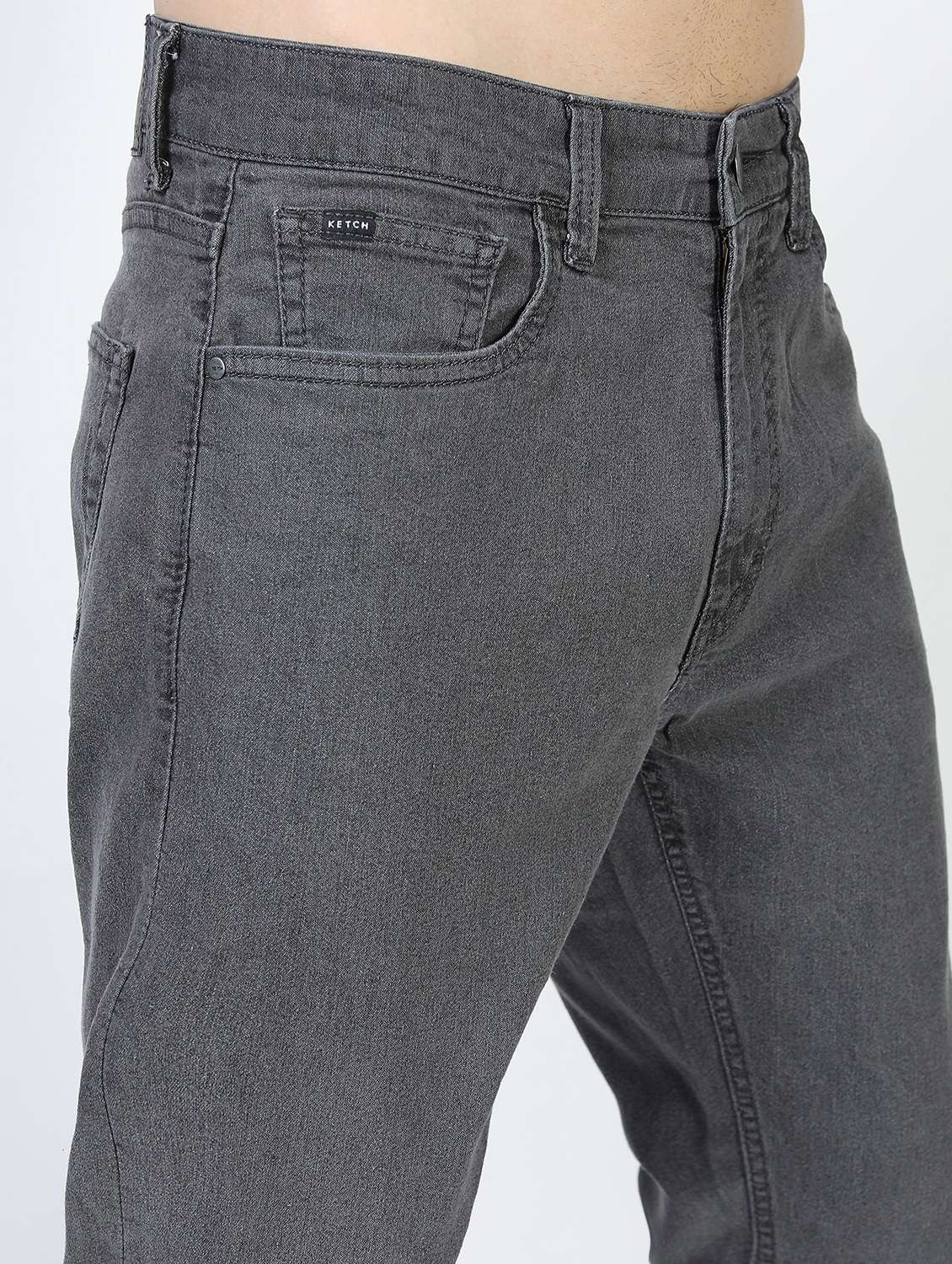 men plain straight fit mid rise jeans - 21598456 -  Standard Image - 5
