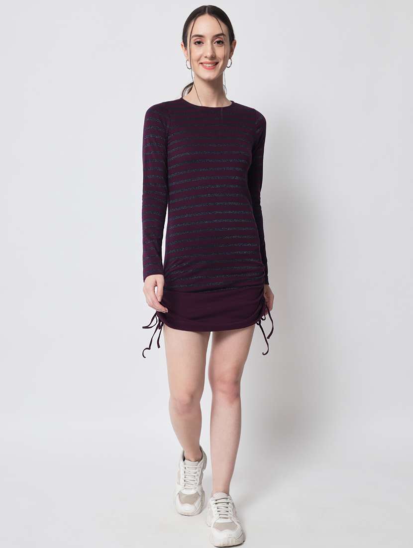 women purple stripes bodycon dress - 21598474 - Standard Image - 3