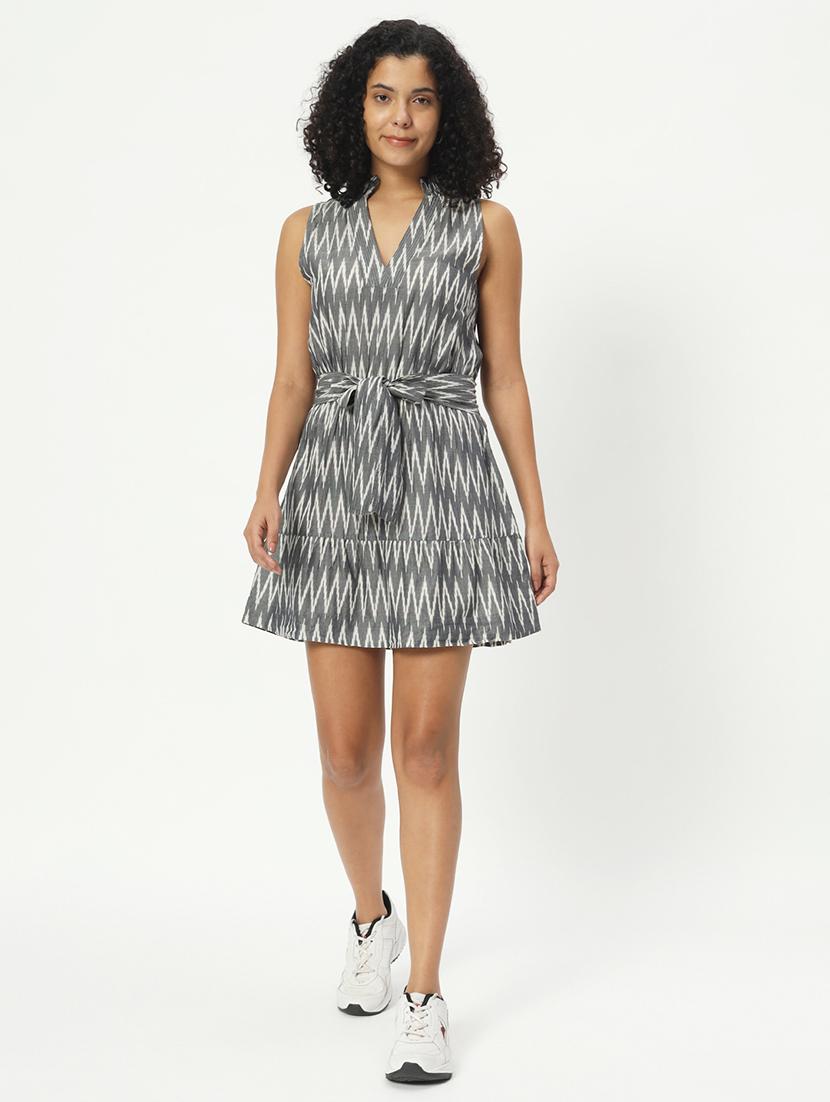 women grey printed a-line dress - 21598476 - Standard Image - 3