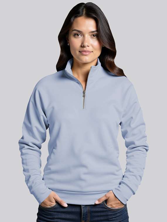 women plain high neck long sleeves sweatshirt