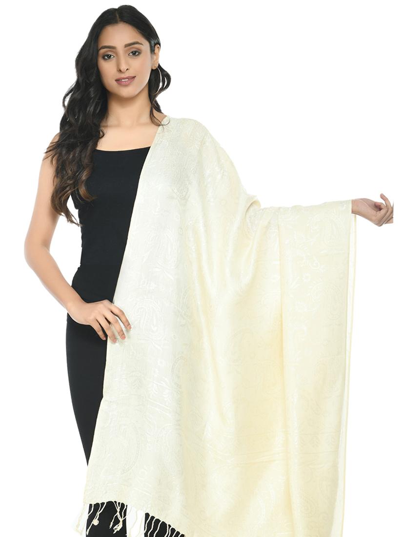 elegant women's plain shawl with fringes - 21598803 - Zoom Image - 0