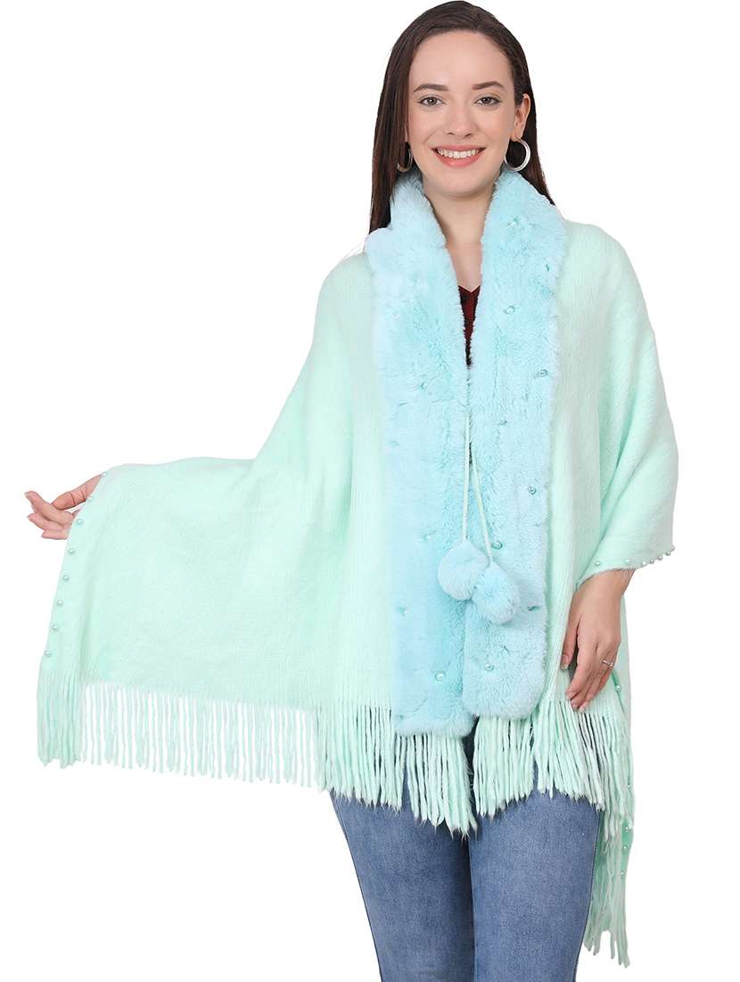 women solid woolen shawl with fringes - 21598872 - Zoom Image - 0