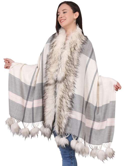 women striped woolen shawl - 21598886 - Standard Image - 0