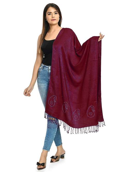 women solid woolen shawl - 21598893 - Standard Image - 0