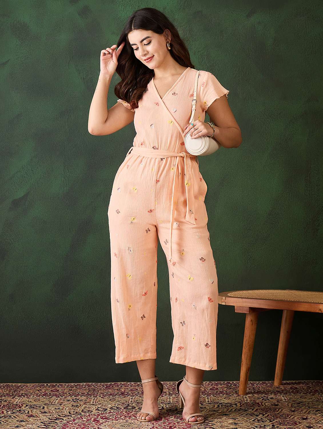 women embroidered short sleeves jumpsuit - 21599029 -  Standard Image - 3