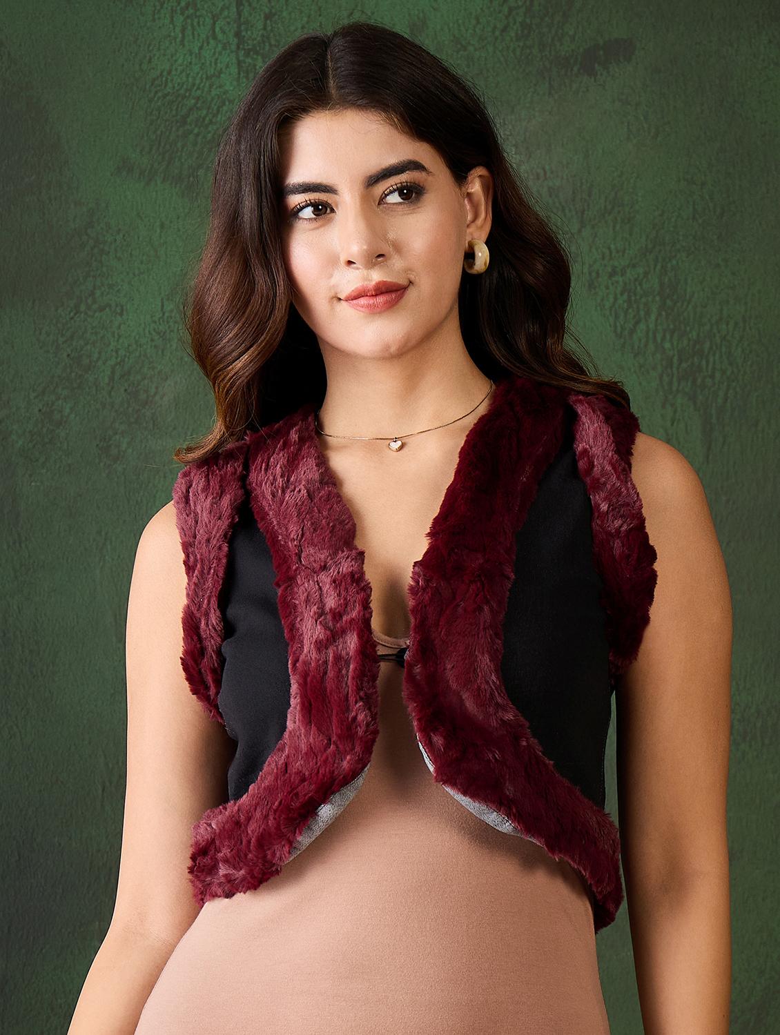 women solid detailed sleeveless shrug - 21599033 - Zoom Image - 0
