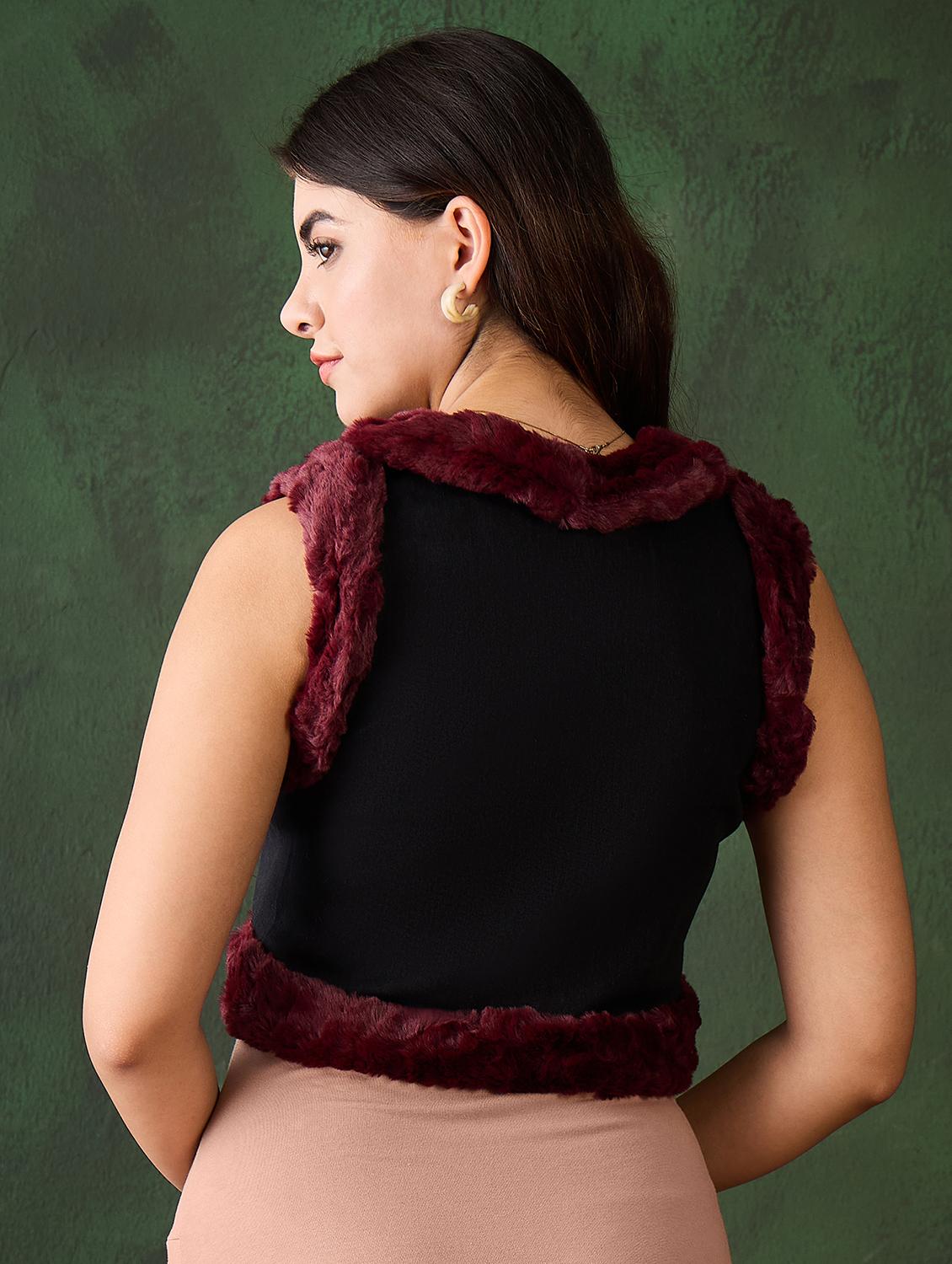 women solid detailed sleeveless shrug - 21599033 - Standard Image - 3