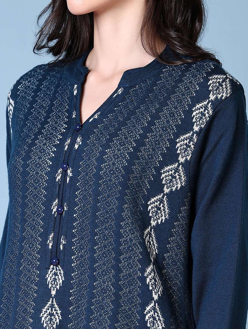 women mandarin neck woolen kurta - 21599057 -  Standard Image - 5