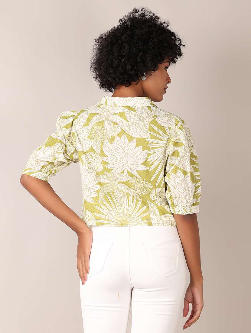 women printed puff sleeve crop shirt style yop - 21599073 -  Standard Image - 3