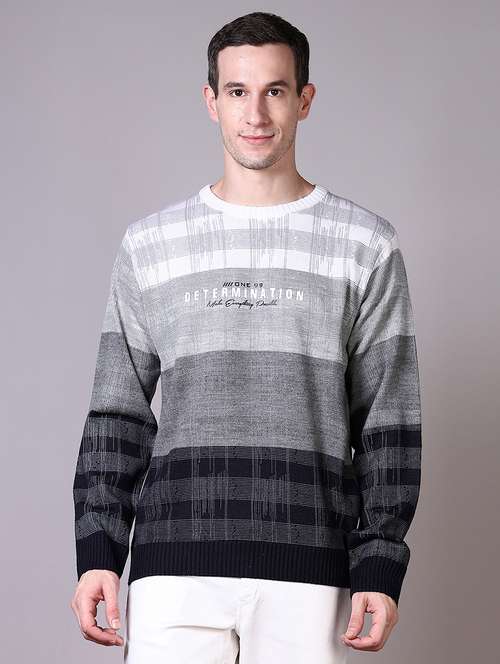 men self design long sleeve pullover sweater - 21599076 -  Standard Image - 0