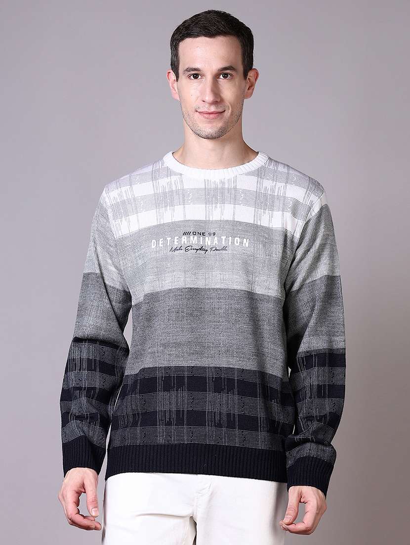 men self design long sleeve pullover sweater - 21599076 -  Zoom Image - 0