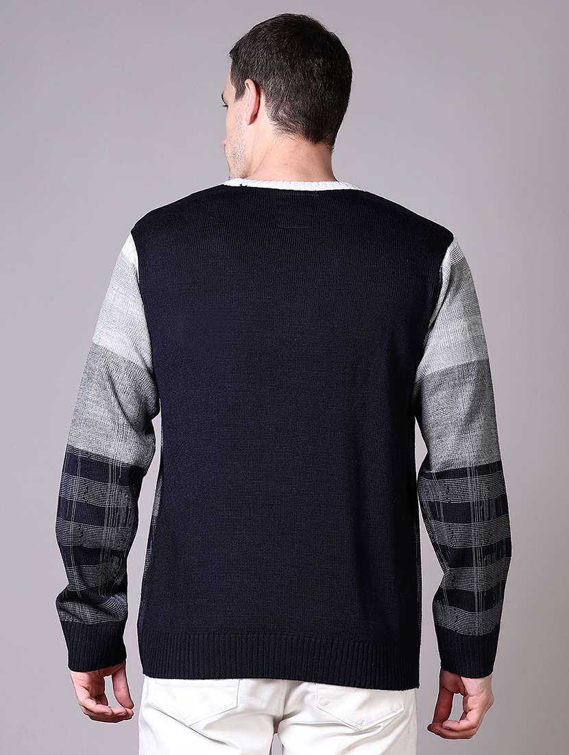 men self design long sleeve pullover sweater - 21599076 -  Standard Image - 3