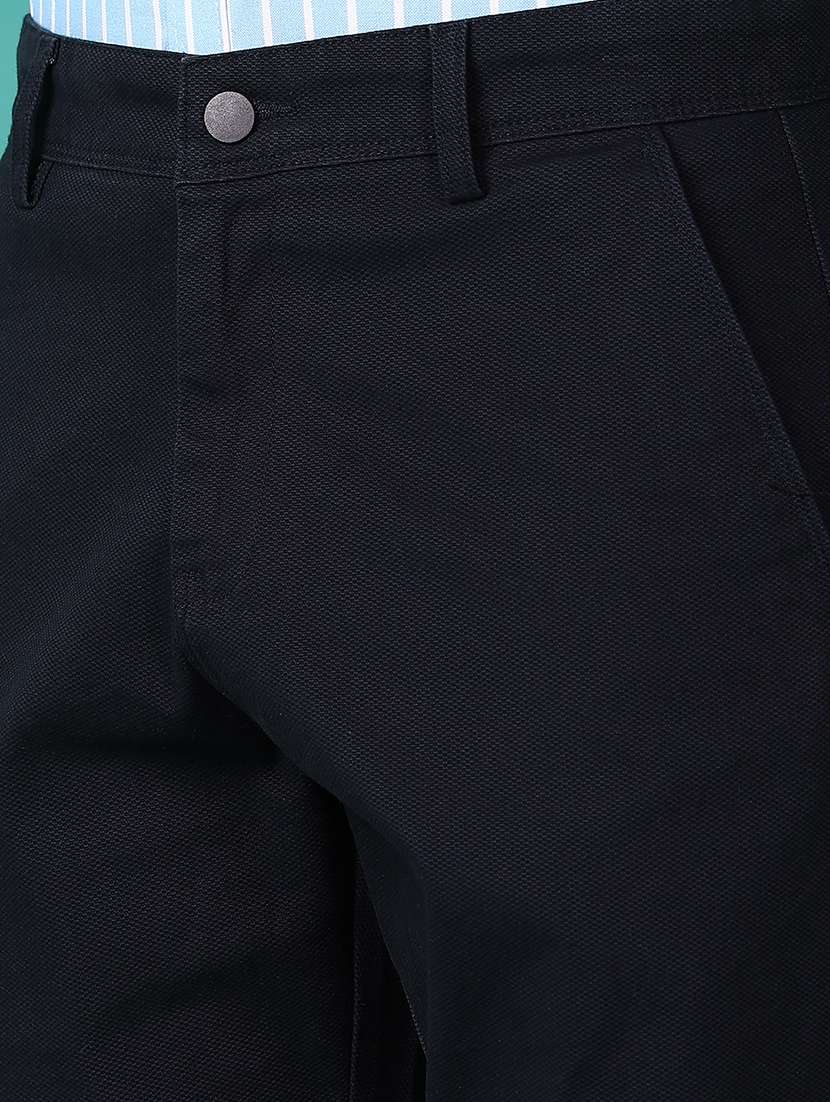 men navy blue solid chinos casual trouser - 21599090 -  Standard Image - 5