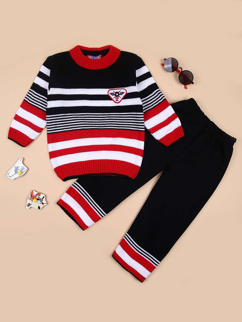 boys striped winterwear full length set