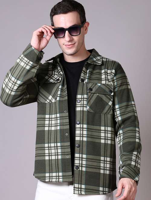 men checkered long sleeve shacket - 21599121 -  Standard Image - 0