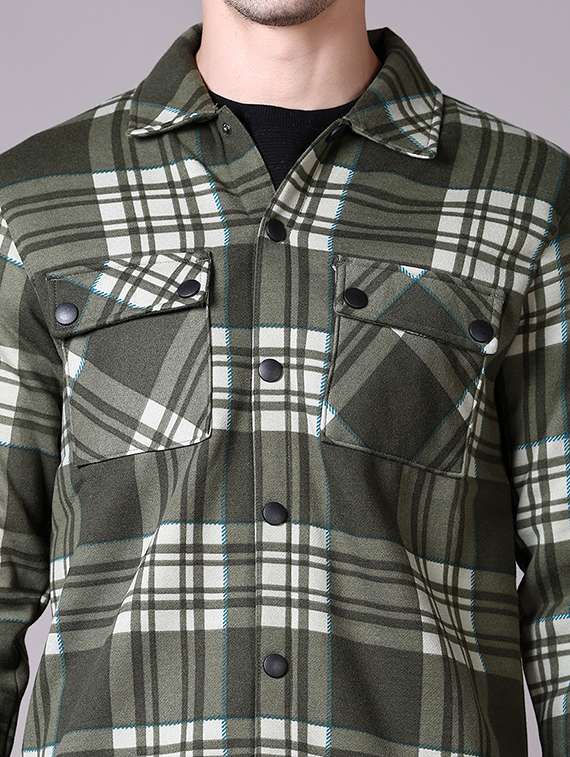 men checkered long sleeve shacket - 21599121 -  Standard Image - 5