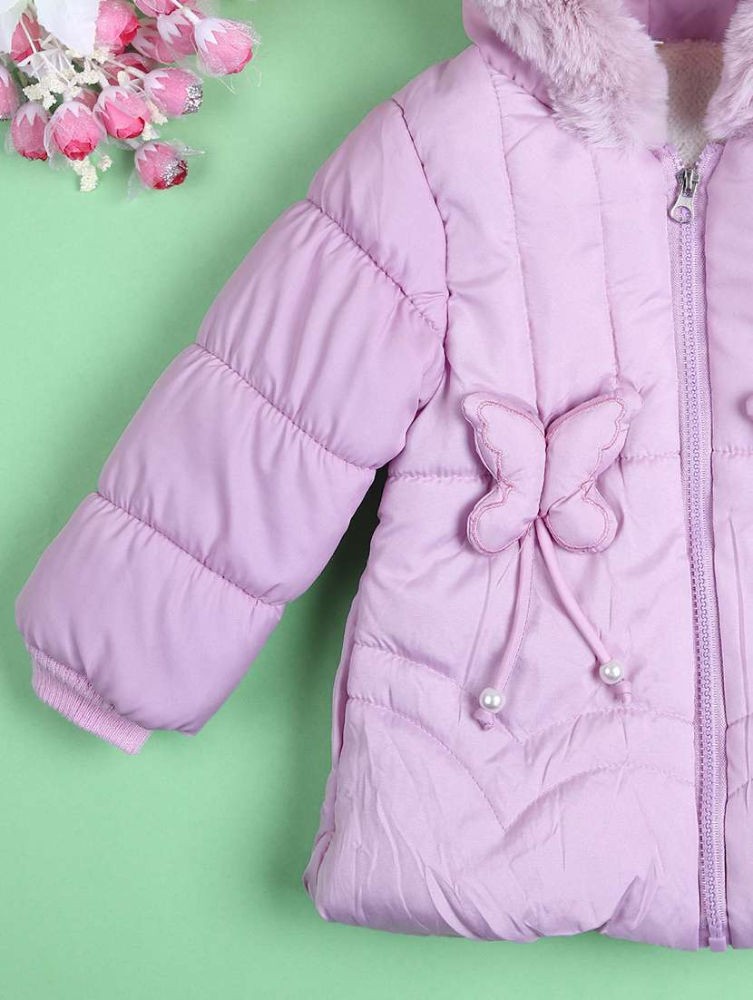 girls lavender solid long sleeve quilted jacket - 21599130 -  Standard Image - 3