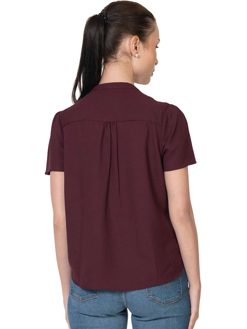 women maroon solid regular shirt - 21599391 -  Standard Image - 3